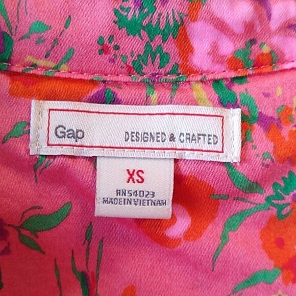 GAP Vibrant Pink Floral Shirt Dress XS Cotton - Picture 2 of 7
